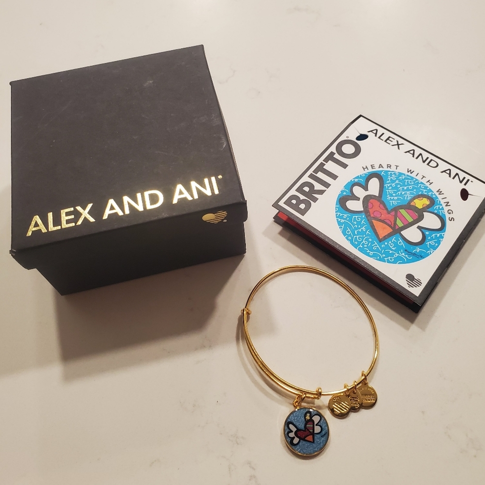 Alex and Ani Gold Bracelet with Heart Charm